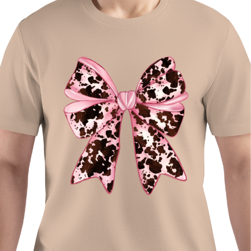 Pink Cow Print Bow Design