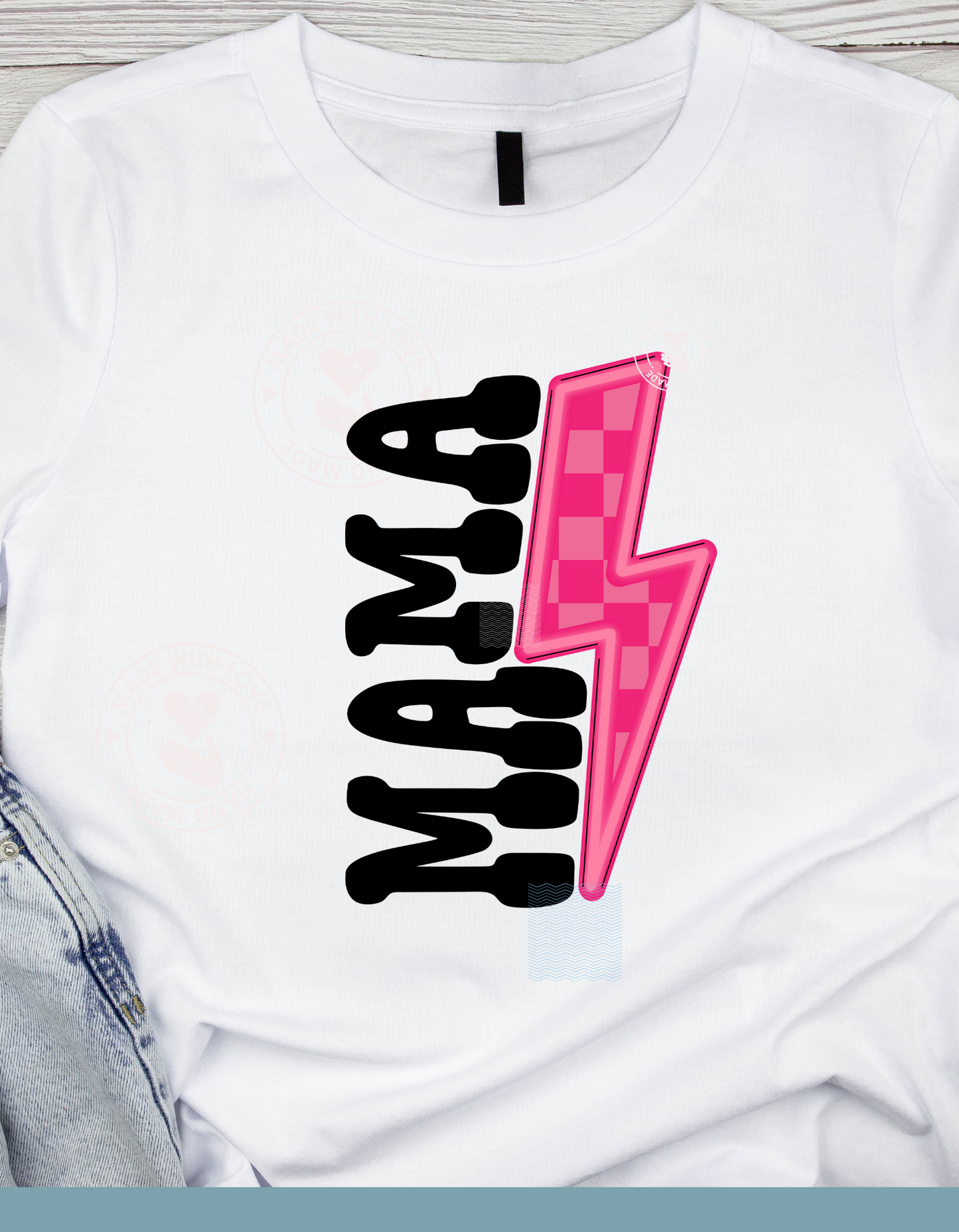 Mama Pink Checkered Bolt Design