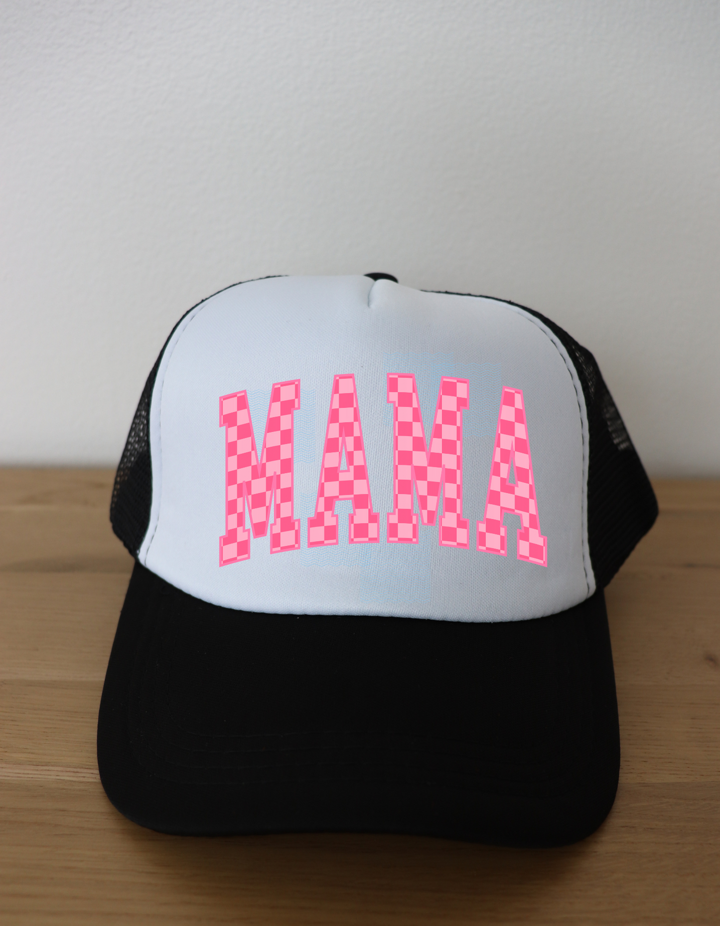 Mama Pink Checkered Design Trucker Hat