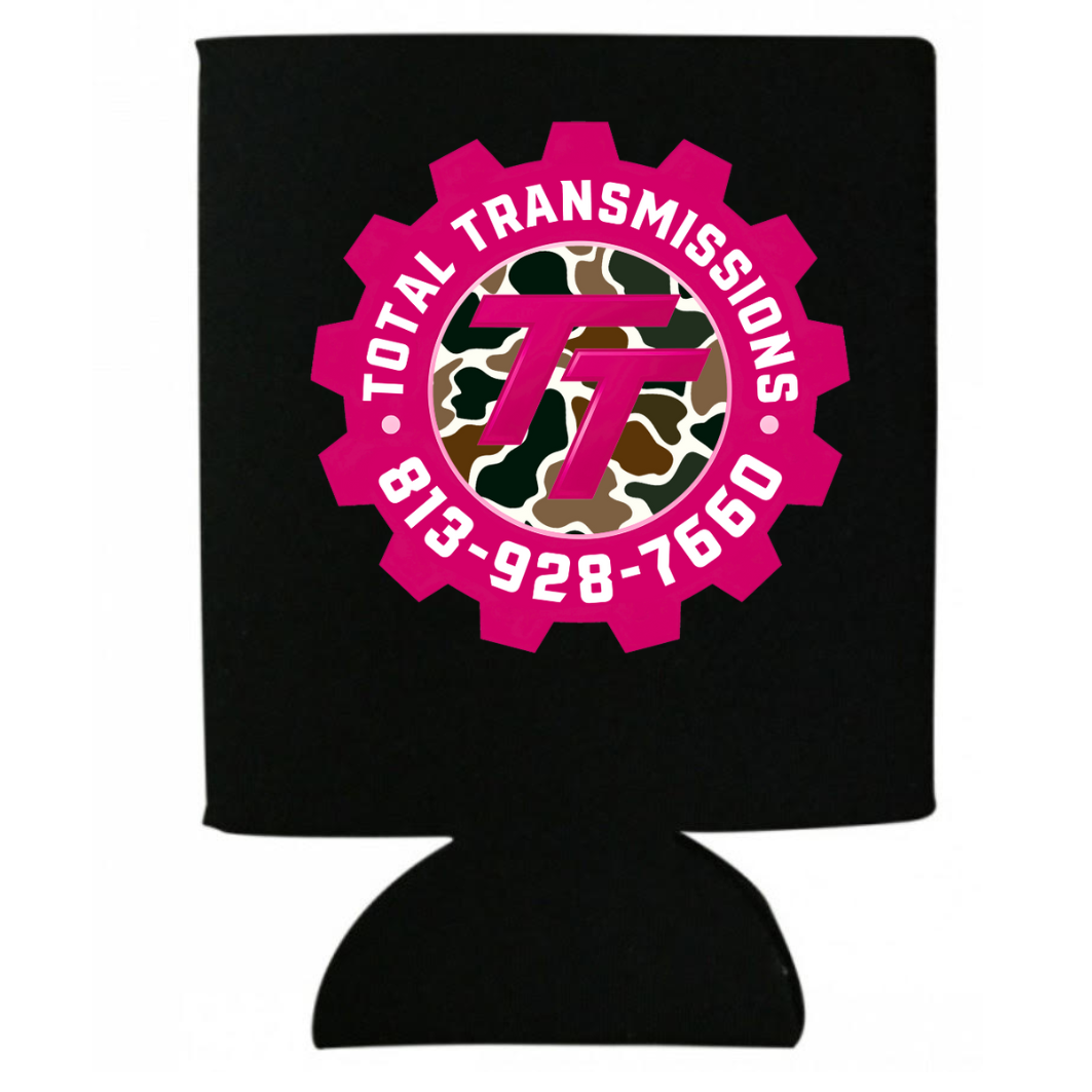 Total Transmission Pink & Camo Logo Koozie