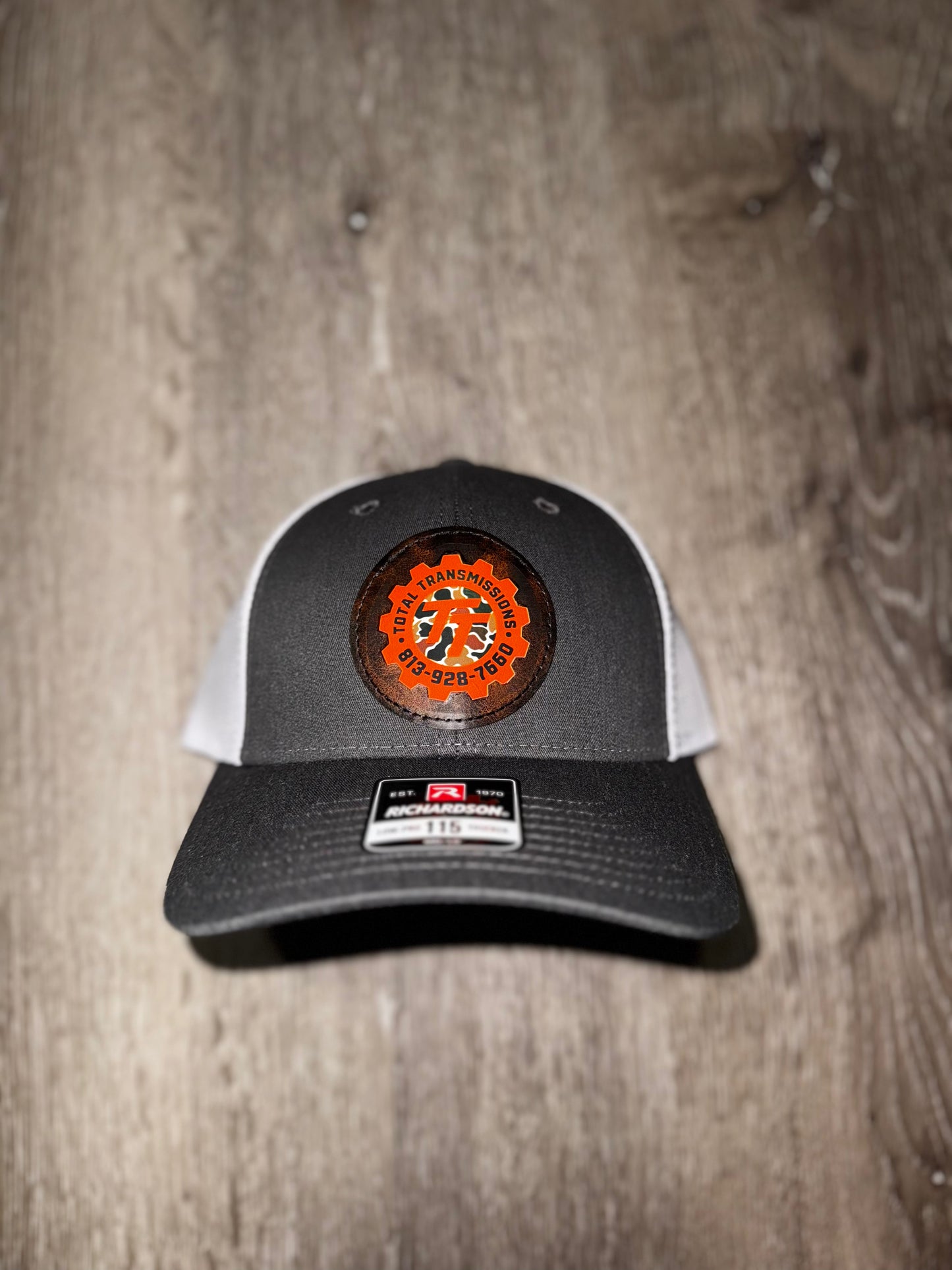 Total Transmission Full Color Leather Patch Orange & Camo