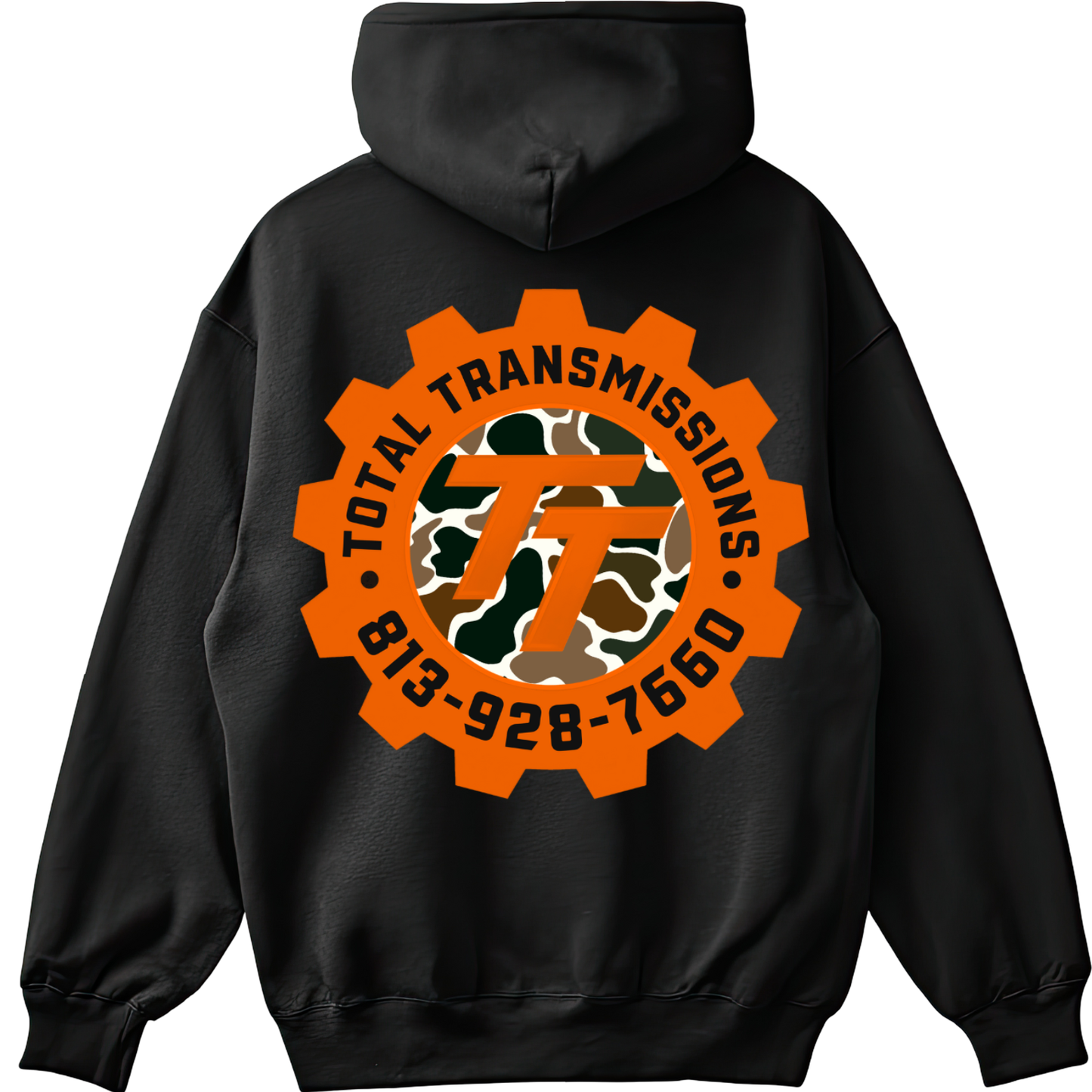Total Transmissions Orange & Camo Logo Hoodie
