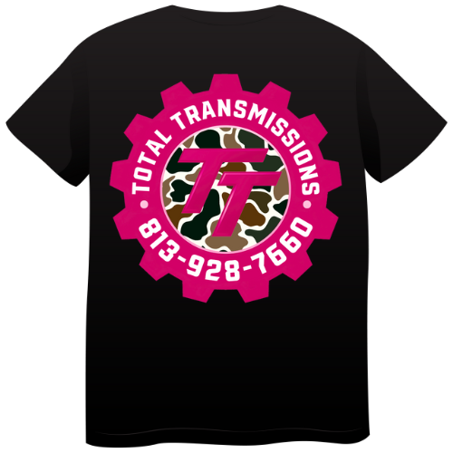 Total Transmissions Pink & Camo Logo T Shirt CHILDRENS