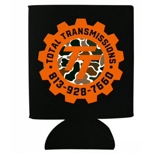 Total Transmission Orange & Camo Logo Koozie